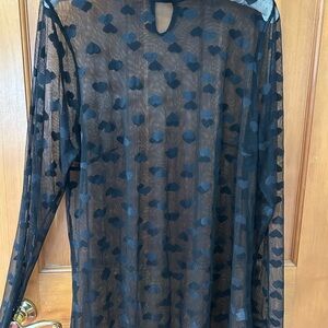 Lane Bryant Black Sheer Heart Blouse